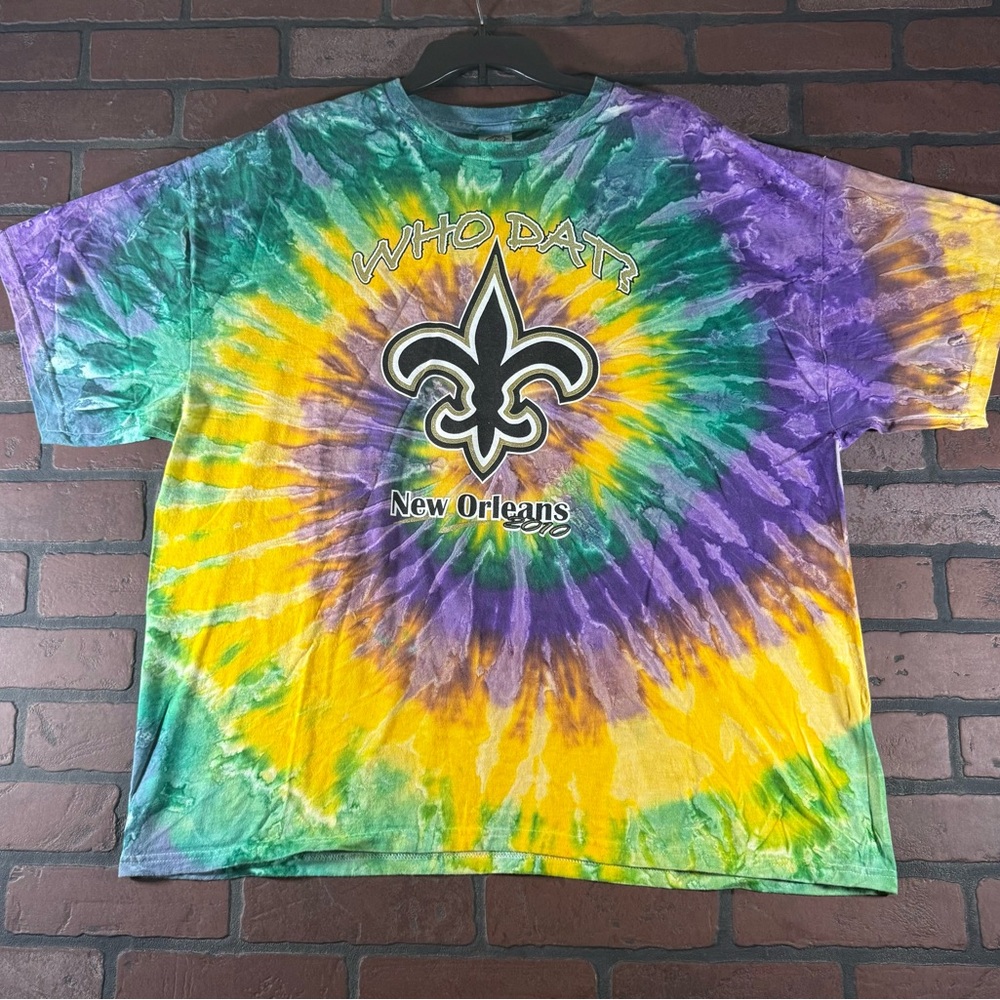 🏈 WHO DAT New Orleans Saints 2010 Tie-Dye T-Shirt ( XXL )